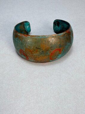 Handcrafted Patina Copper Cuff Bracelet With Copper & Teal.  Unisex